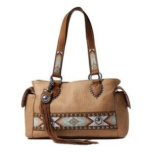 Nocona Women’s Satchel Bag Tan Western Embroidered Concealed Carry "Carmen" Tote